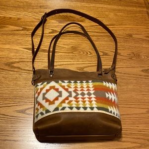 Leather and wool handbag from In Blue Handmade.